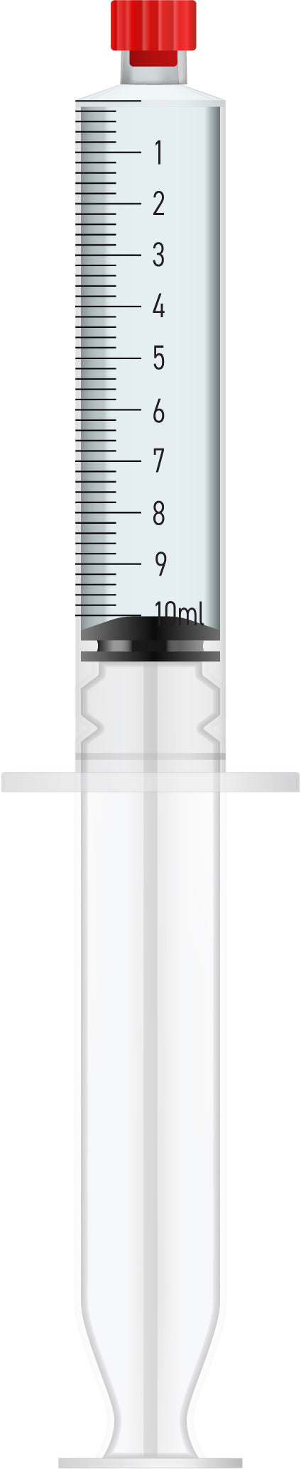 Clear syringe with measurement markings on a white background